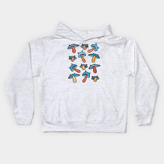 Cute and Colorful Mushroom Pattern Kids Hoodie by Davey's Designs